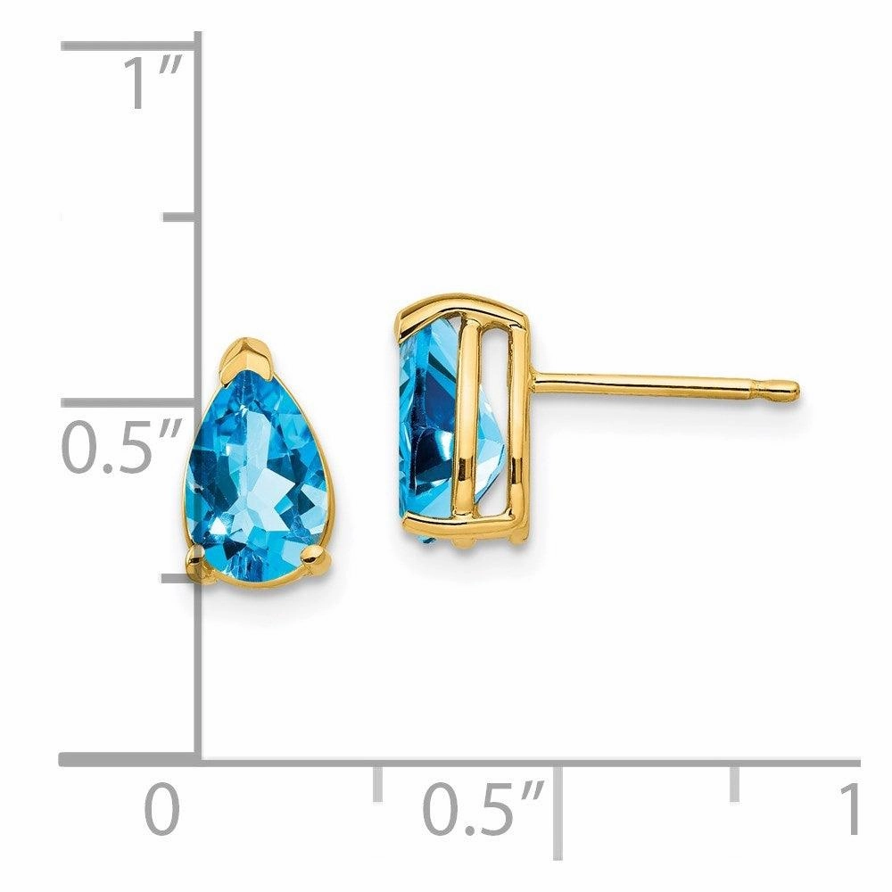 14k 8x5mm Pear Blue Topaz Earrings