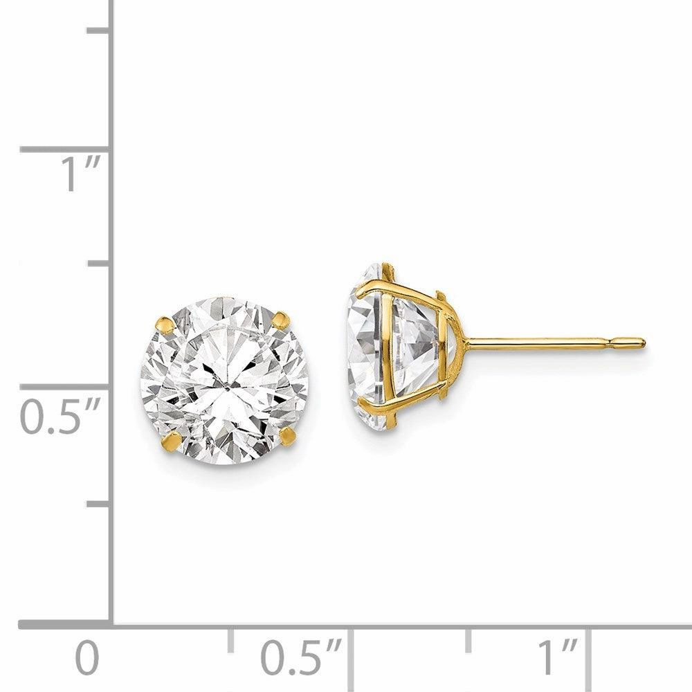 14k 9mm Round CZ Post Earrings