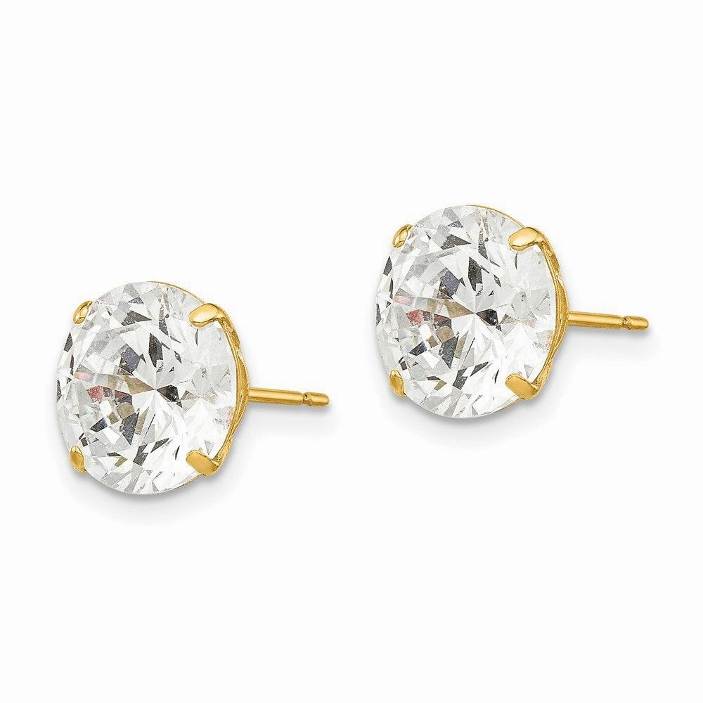 14k 9mm Round CZ Post Earrings
