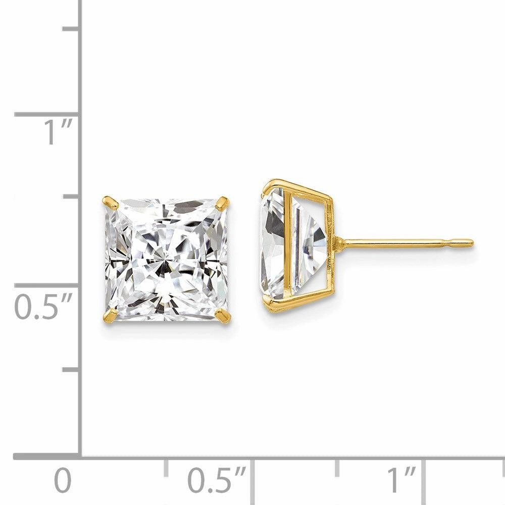 14k 9mm Square CZ Post Earrings