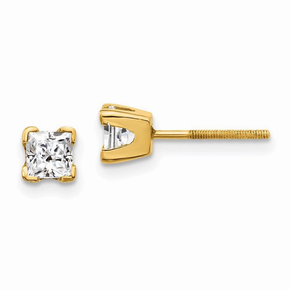 14k AAA Quality Complete Princess-cut Diamond Earring
