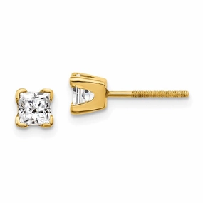 14k AAA Quality Complete Princess-cut Diamond Earring