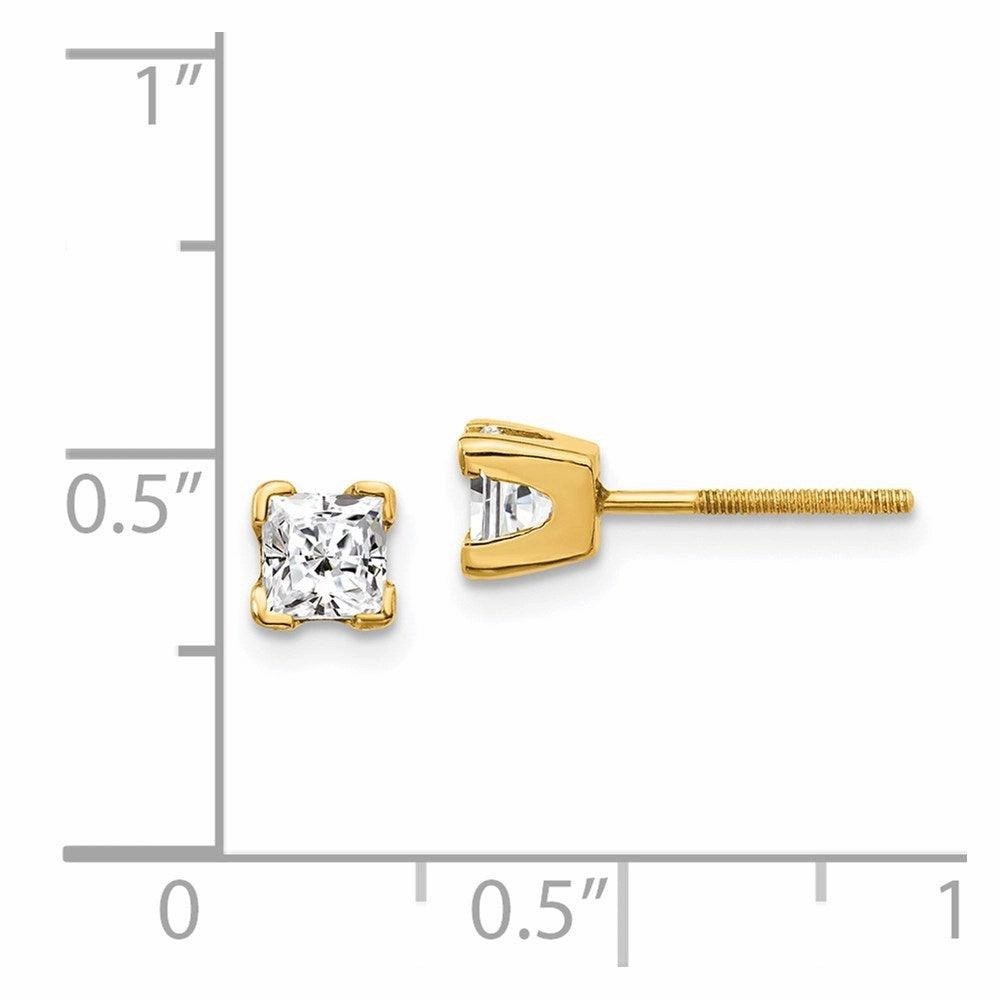 14k AAA Quality Complete Princess-cut Diamond Earring