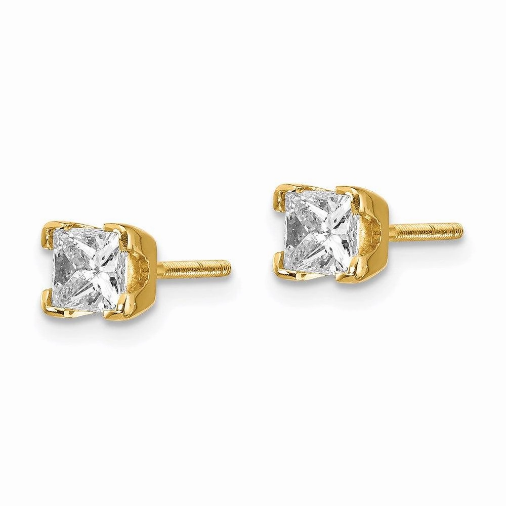 14k AAA Quality Complete Princess-cut Diamond Earring