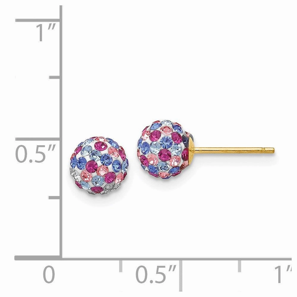 14k Blue Pink Multi Crystal 6mm Post Earrings