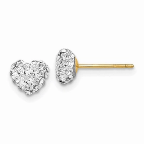 14k Crystal 6mm Heart Post Earrings