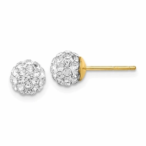14k Crystal 6mm Post Earrings