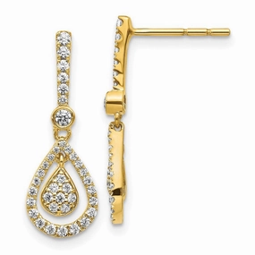 14k Diamond Fancy Teardrop Dangle Post Earrings