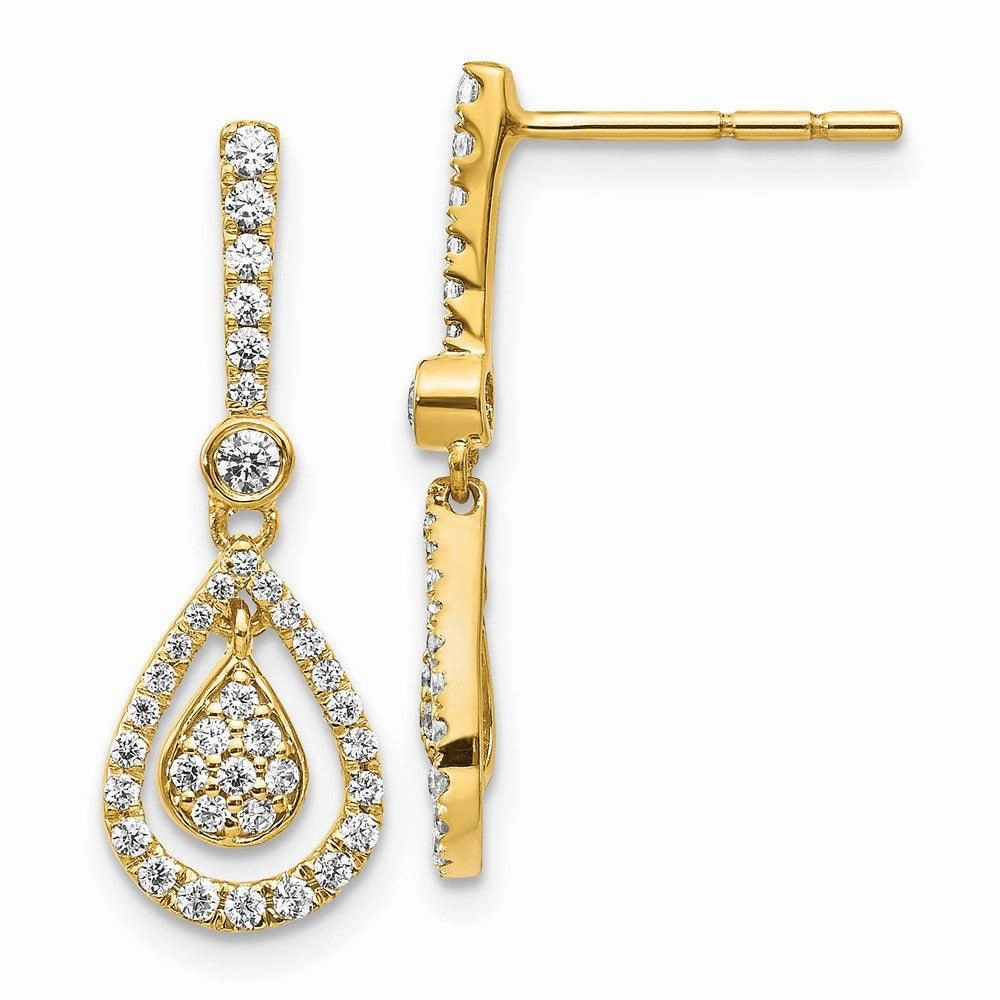 14k Diamond Fancy Teardrop Dangle Post Earrings
