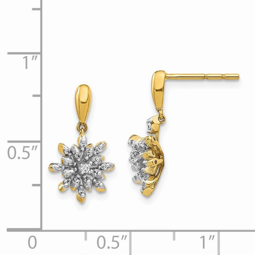 14k Diamond Flower Post Dangle Earrings