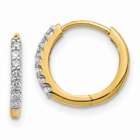 14K Diamond Hinged Hoop Earrings