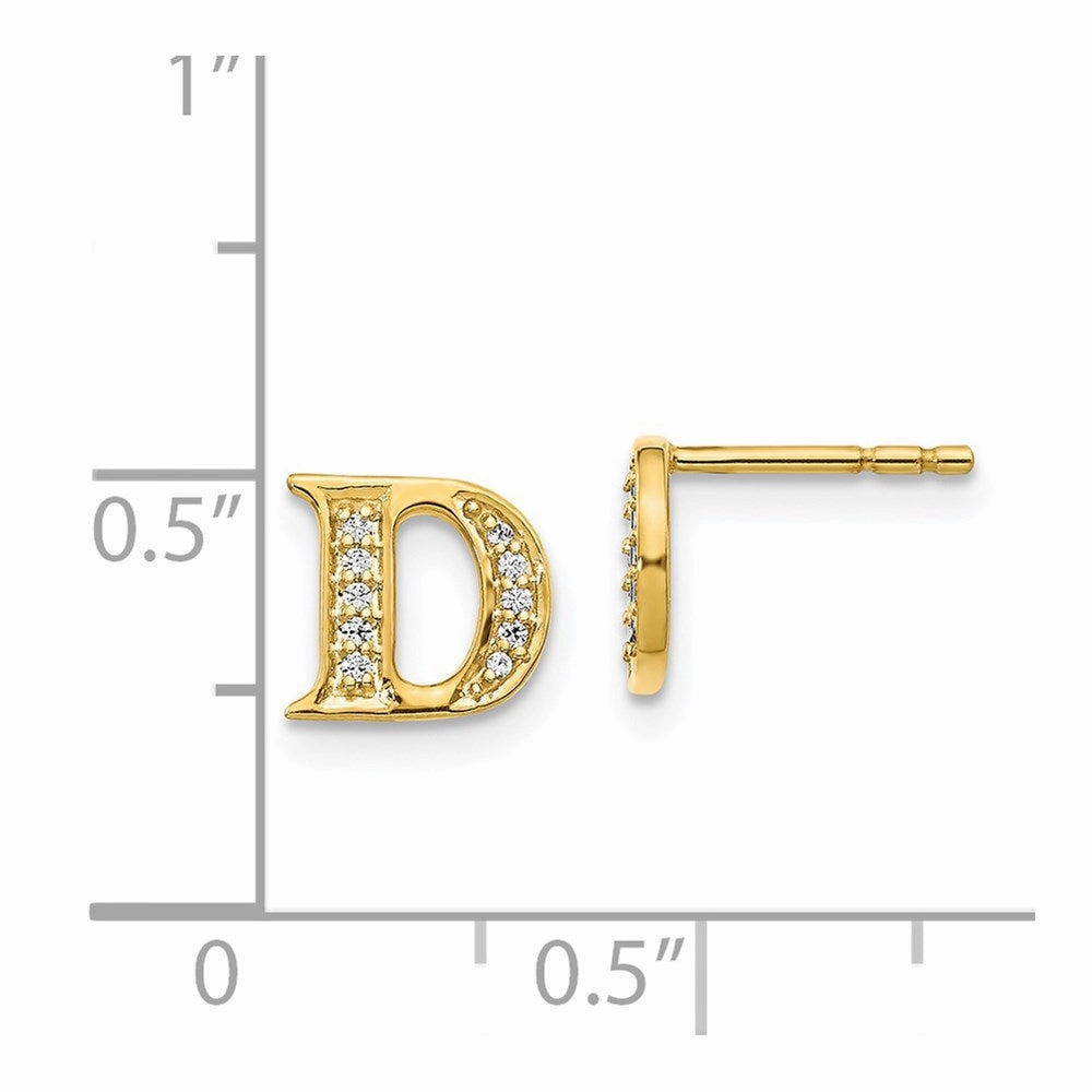 14k Diamond Initial D Earrings