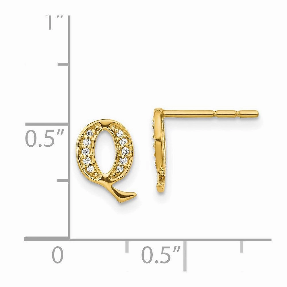 14k Diamond Initial Q Earrings