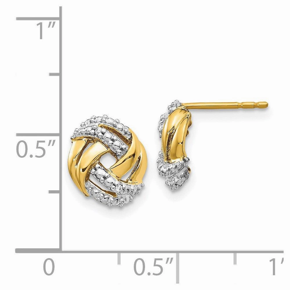 14k Diamond w/Rhodium Accents Round Post Earrings