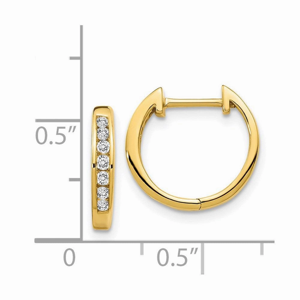 14k Gold Polished Diamond Post Hoop Earrings