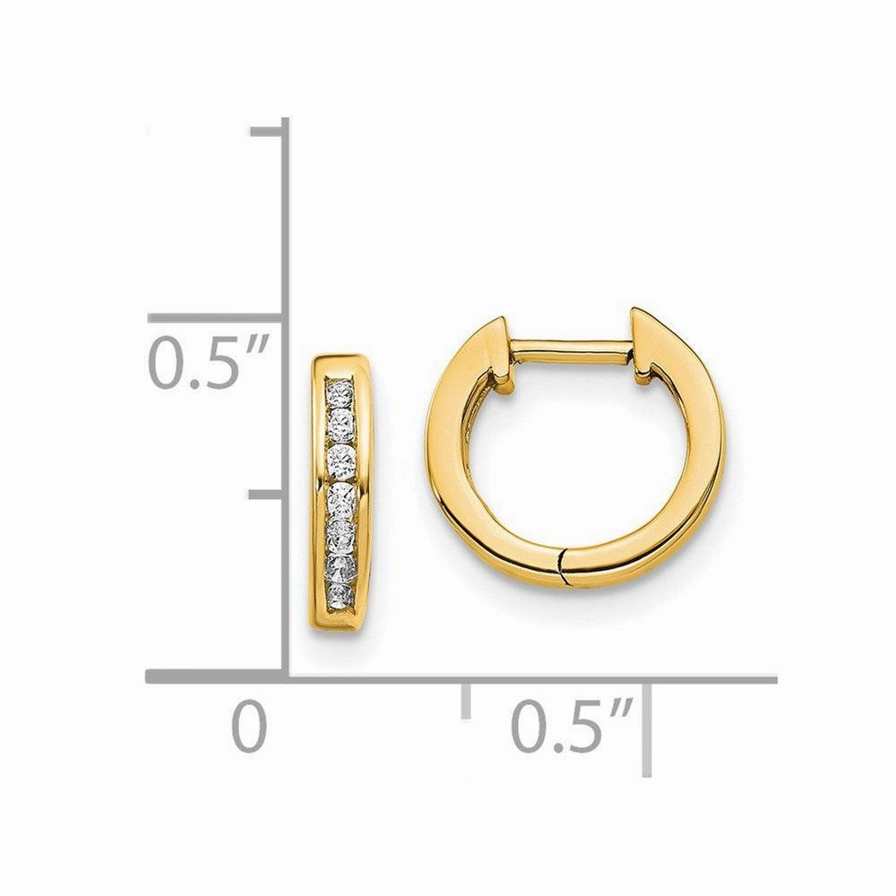 14k Gold Polished Diamond Post Hoop Earrings