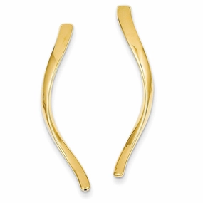 14k Long Curled Post Earrings