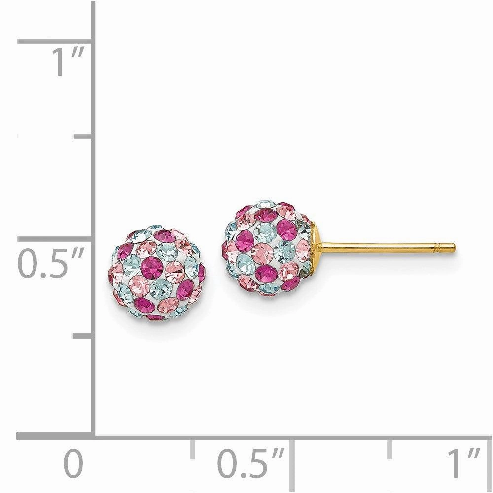 14k Multi-colored Crystals 6mm Post Earrings
