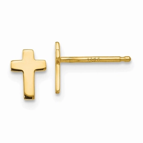 14k Polished Cross Post Earrings