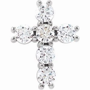14K Rose 1 3/8 CTW Natural Diamond Cross Pendant