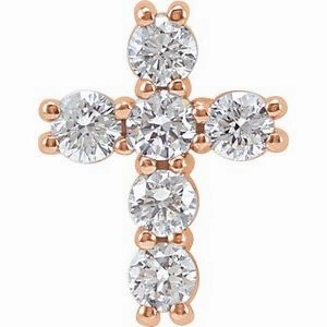 14K Rose 1 3/8 CTW Natural Diamond Cross Pendant