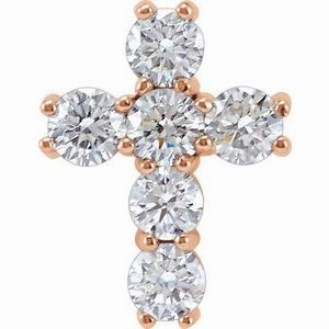 14K Rose 1 3/8 CTW Natural Diamond Cross Pendant
