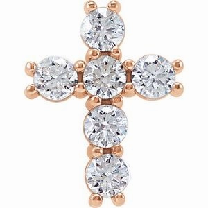 14K Rose 1 3/8 CTW Natural Diamond Cross Pendant