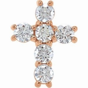 14K Rose 1 3/8 CTW Natural Diamond Cross Pendant