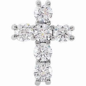 14K Rose 1 3/8 CTW Natural Diamond Cross Pendant