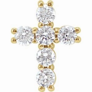 14K Rose 1 3/8 CTW Natural Diamond Cross Pendant