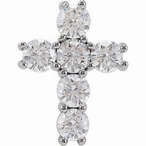 14K Rose 1 3/8 CTW Natural Diamond Cross Pendant