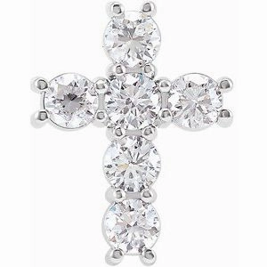 14K Rose 1 3/8 CTW Natural Diamond Cross Pendant