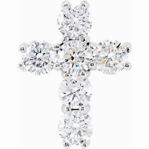 14K Rose 1 3/8 CTW Natural Diamond Cross Pendant