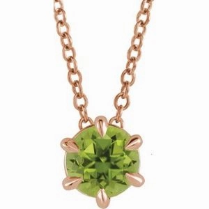 14K Rose 1/4 CT Natural Diamond Solitaire 16-18" Necklace