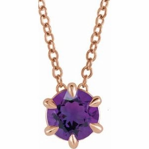 14K Rose 1/4 CT Natural Diamond Solitaire 16-18" Necklace