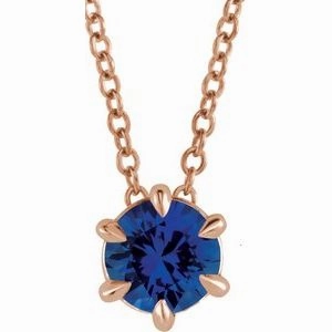 14K Rose 1/4 CT Natural Diamond Solitaire 16-18" Necklace