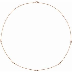 14K Rose 1/4 CTW Natural Diamond 5-Station 18" Necklace