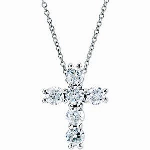14K Rose 1/4 CTW Natural Diamond Cross 18" Necklace