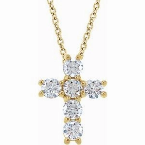 14K Rose 1/4 CTW Natural Diamond Cross 18" Necklace