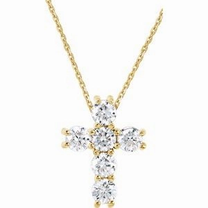 14K Rose 1/4 CTW Natural Diamond Cross 18" Necklace