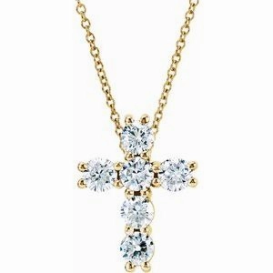 14K Rose 1/4 CTW Natural Diamond Cross 18" Necklace