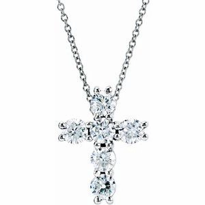 14K Rose 1/4 CTW Natural Diamond Cross 18" Necklace