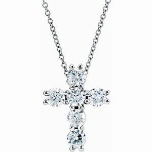 14K Rose 1/4 CTW Natural Diamond Cross 18" Necklace