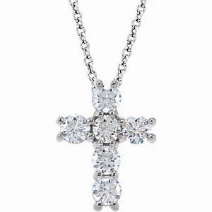 14K Rose 1/4 CTW Natural Diamond Cross 18" Necklace