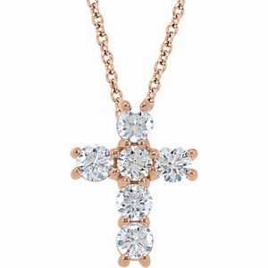14K Rose 1/4 CTW Natural Diamond Cross 18" Necklace