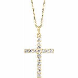14K Rose 1/5 CTW Natural Diamond Cross 18" Necklace