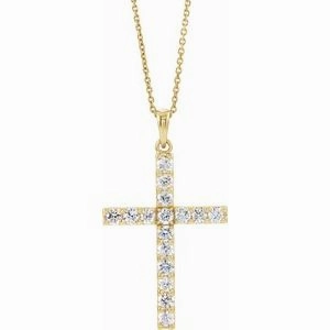 14K Rose 1/5 CTW Natural Diamond Cross 18" Necklace