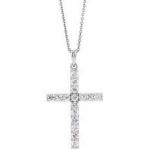 14K Rose 1/5 CTW Natural Diamond Cross 18" Necklace