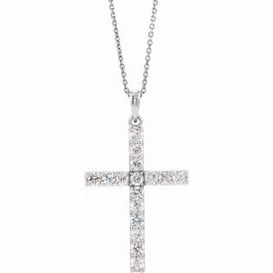 14K Rose 1/5 CTW Natural Diamond Cross 18" Necklace