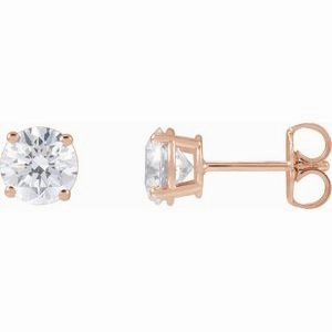 14K Rose 1 CTW Natural Diamond Stud Earrings